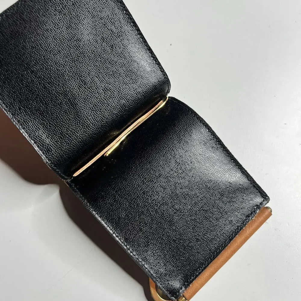 80s Leather‎ Money Clip Wallet Mens Small Brown Bifold Folding Minimalist Slim - Picture 4 of 5
